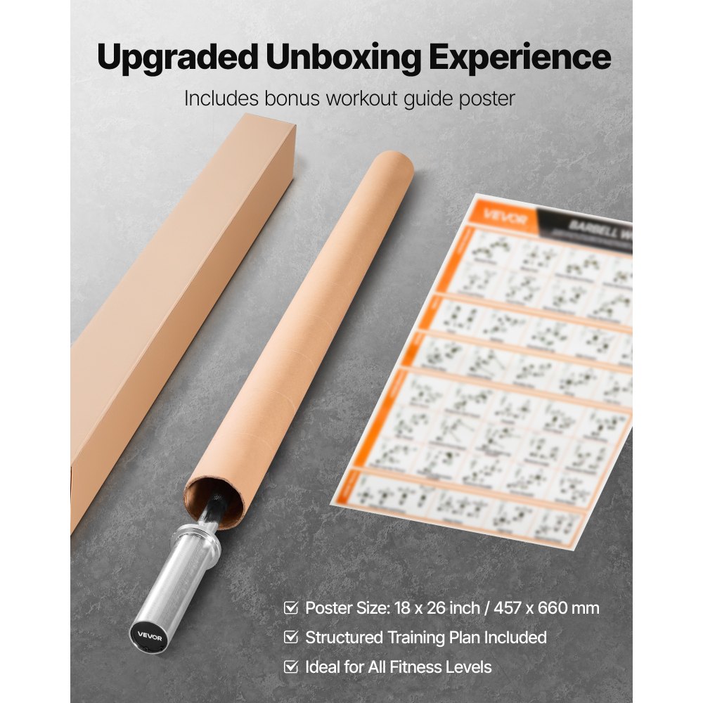 VEVOR halterstang verchroomde trekstang 120 cm met geribbelde handgreep voor krachttraining gewichtheffen squats deadlifts bankdrukken, halterstang voor 5 cm halterschijven met een draagvermogen van 227 kg