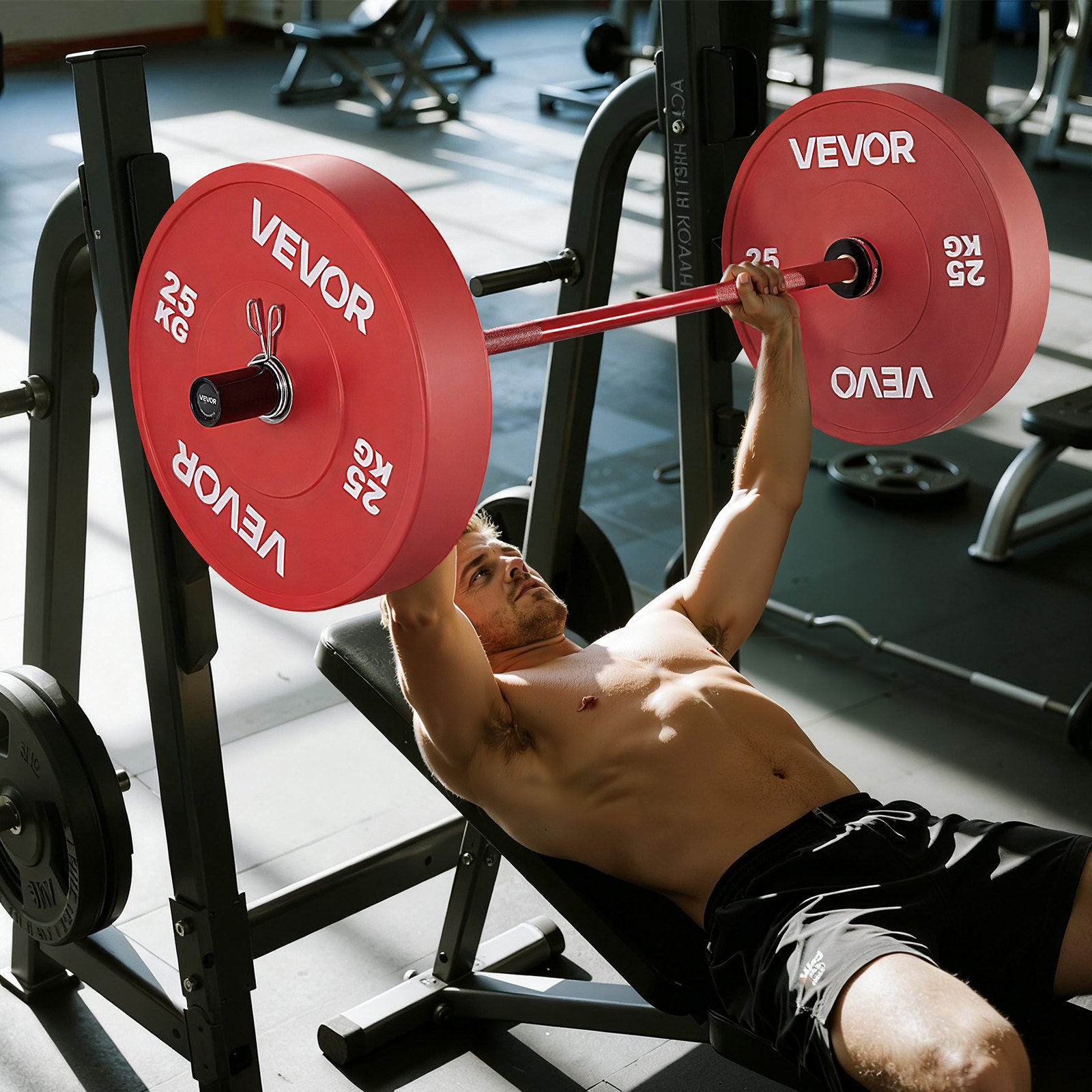 VEVOR halterstang trekstang 120 cm met geribbelde handgreep voor krachttraining gewichtheffen squats deadlifts bankdrukken, halterstang geschikt voor 50 mm halterschijven met een draagvermogen van 227 kg