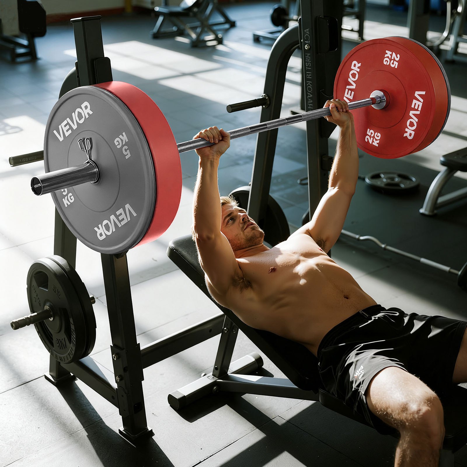 VEVOR halterstang verchroomde trekstang 182 cm met geribbelde handgreep voor krachttraining gewichtheffen squats deadlifts bankdrukken, halterstang voor 5 cm halterschijven met een draagvermogen van 227 kg