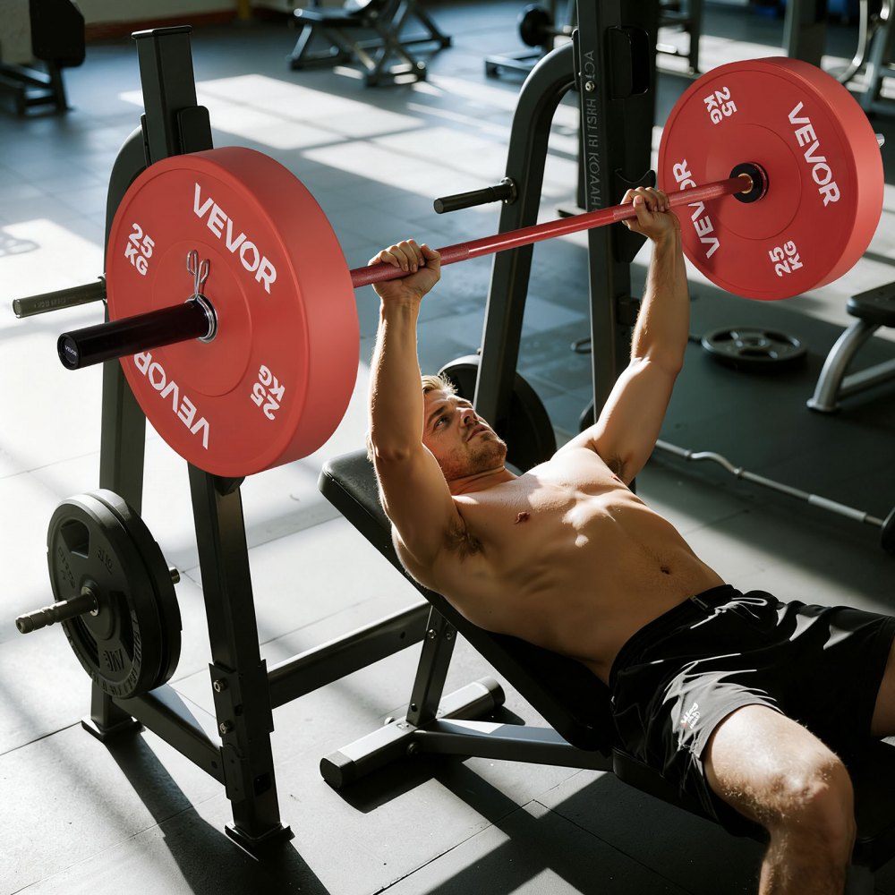 VEVOR halterstang trekstang 180 cm met geribbelde handgreep voor krachttraining gewichtheffen squats deadlifts bankdrukken, halterstang geschikt voor 50 mm halterschijven met een draagvermogen van 317,5 kg