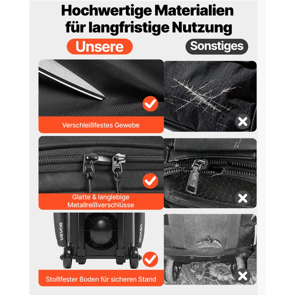 VEVOR 3-Ball Bowling Bag met dubbele wielen en apart schoenenvak (tot Amerikaanse maat 16) en extra groot accessoirevak, uitschuifbare handgreep tot 105 cm, zwart