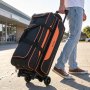 VEVOR 3 Ball Bowling Bag Double Roller Bag with Separate Shoe Compartment, for Bowling Shoes (Up To US Men Size 16), Rolling Ball Bag w/ Wheel, Accessory Pocket, Retractable Handle Extends to 40 in