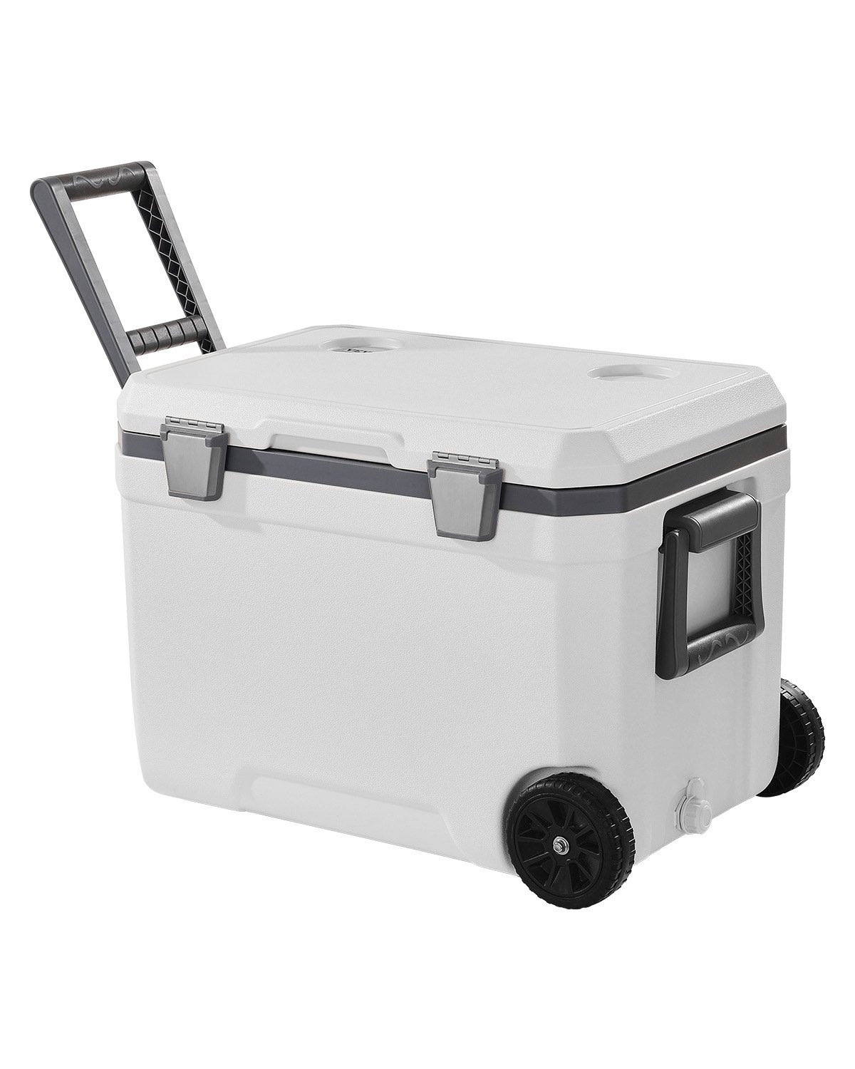 VEVOR Portable Cooler, 45 QT Wheeled Cooler with Ice Retention, Heavy-Duty Handles and Cup Holder, Lightweight Rigid Material Insulated Portable Cooler, Suitable for Family Picnics and Long Trips