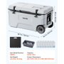 VEVOR Hard Cooler, 49L Portable Rolling Cooler with Wheels, Leak-Resistant Coolbox Keeps Contents Cool for 48 Hours, Ice Retention Insulated Chests, Ultra-Light for Outdoor Picnics, Grill, Camping