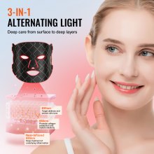 VEVOR LED gezichtsmasker lichttherapie LED-masker met infrarood licht 3 golflengten