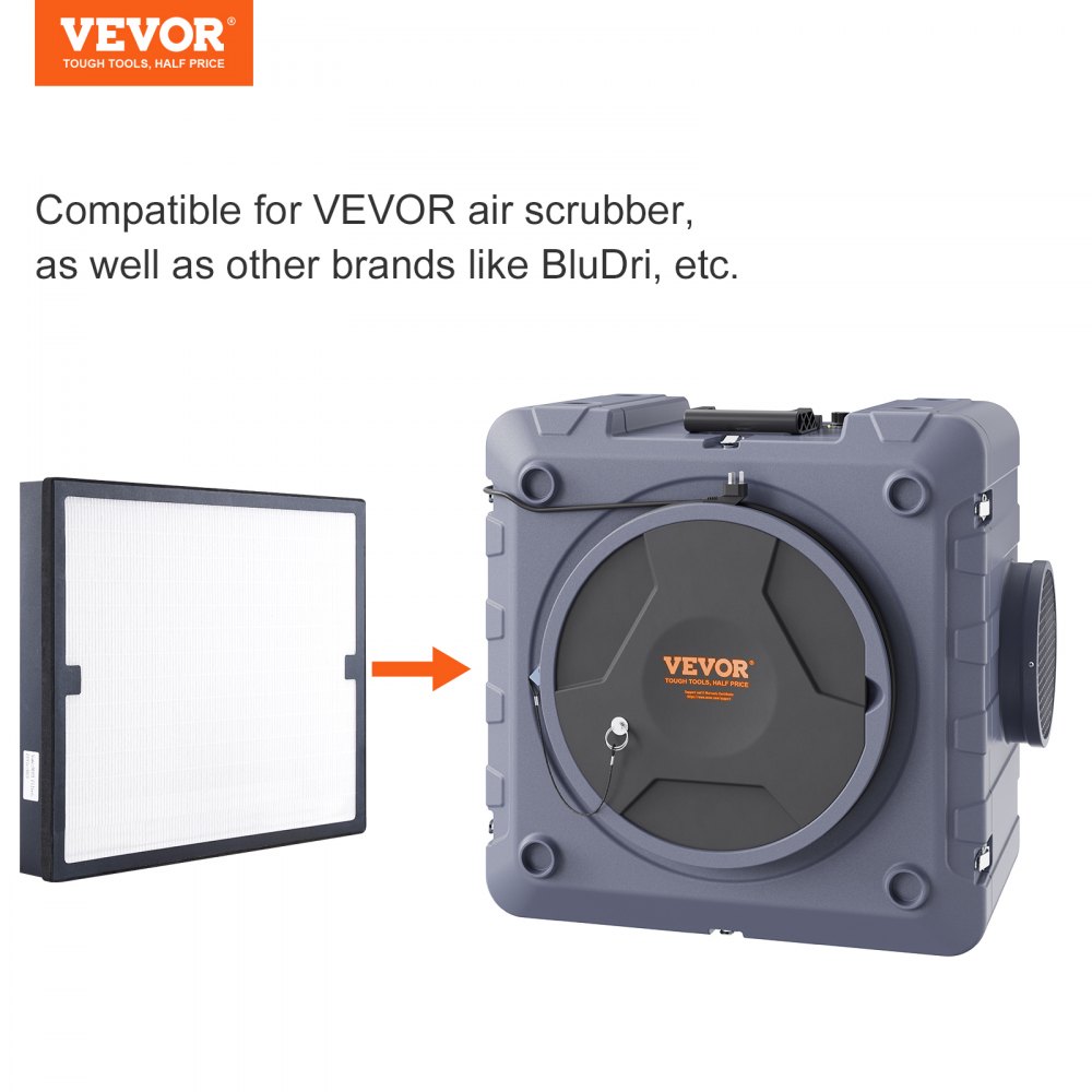 VEVOR HEPA-luchtfilter, 16 x 19 inch luchtfiltervervanging, filters met hoge efficiëntie niveau 3, compatibel met BlueDri & VEVOR-scrubber, luchtreinigers, apparatuur voor waterschadeherstel