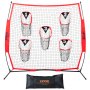 VEVOR 186.5 x 1083 x 190cm Football Coach Throwing Net, Training Throwing Target Practice Net with 5 Target Pockets, Knotless Net, Includes Arch Frame & Portable Carry Bag, Improves QB Throwing Accuracy