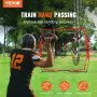 football player practicing throws with a VEVOR football trainer net, enhancing accuracy.