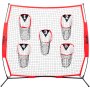 VEVOR 217 x 125,5 x 223 cm voetbaltrainer werpnet, trainingswerpnet met 5 doelvakken, knooploos net, inclusief boogframe en draagbare draagtas, verbetert de nauwkeurigheid van QB-werpen