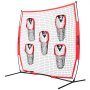 VEVOR 217 x 125,5 x 223 cm voetbaltrainer werpnet, trainingswerpnet met 5 doelvakken, knooploos net, inclusief boogframe en draagbare draagtas, verbetert de nauwkeurigheid van QB-werpen