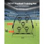 VEVOR 7 x 7 ft Football Trainer Throwing Net, Training Throwing Target Practice Net with 5 Target Pockets, Knotless Net Includes Straps and Portable Carry Case, Improve QB Throwing Accuracy, Black