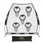VEVOR 7 x 7 ft Football Trainer Throwing Net, Training Throwing Target Practice Net with 5 Target Pockets, Knotless Net Includes Straps and Portable Carry Case, Improve QB Throwing Accuracy, Black
