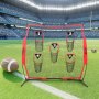 VEVOR 246 x 150,5 x 250 cm voetbaltrainer werpnet, trainingswerpnet met 5 doelvakken, knooploos net, inclusief boogframe en draagbare draagtas, QB-werpnauwkeurigheid