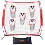 VEVOR 246 x 150.5 x 250 cm Football Coach Throwing Net, Training Throwing Target Practice Net with 5 Target Pockets, Knotless Net, Includes Arch Frame & Portable Carry Bag, QB Throwing Accuracy