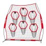 VEVOR Football Coach Werpnet Oefennet (274 x 106 x 243 cm) met 6 doelvakken, draagbare opbergtas en riemen, werpdoel voor quarterback-training, nauwkeurigheid bij het passen, rood