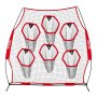 VEVOR Football Coach Werpnet Oefennet (274 x 106 x 243 cm) met 6 doelvakken, draagbare opbergtas en riemen, werpdoel voor quarterback-training, nauwkeurigheid bij het passen, rood