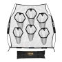 VEVOR 8 x 8 ft Football Trainer Throwing Net, Training Throwing Target Practice Net with 6 Target Pockets, Knotless Net Includes Straps and Portable Carry Case, Improve QB Throwing Accuracy, Black