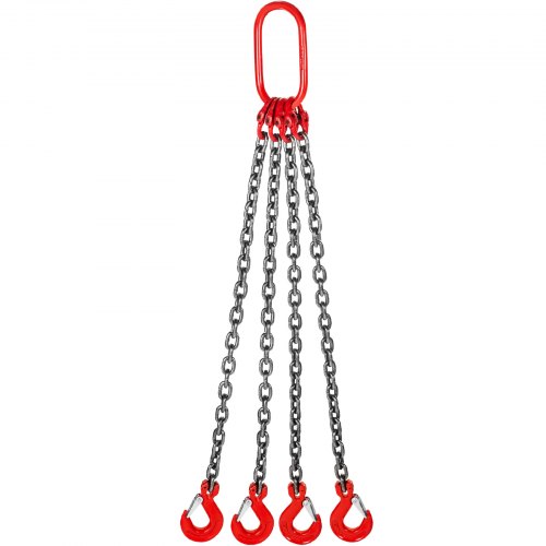 Chain Sling - 6/15" x 3.3' Vier Poot met Stalen Haak - Grade 80