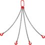 VEVOR 8 mm x 2 m kettingstrop G80 kettingstrop ketting gemaakt van Mn-staal gelegeerd staal, 2M 4 haken kraanstrop draagvermogen 8800 LBS, 8 mm Ø ketting hijsketting hoge sterkte kan worden ingekort