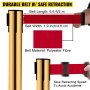 VEVOR Stanchion Post Barriers, set van 4 lijnverdelers, roestvrijstalen palen met 6,6 rode intrekbare riemen, palen met een schildframe, 34,6 wachtrijveiligheidspalen (goud)