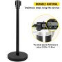VEVOR Crowd Control Stanchion, Set of 8 Pieces Stanchion Set, Stanchion Set with 6.6 ft/2 m Black Retractable Belt, Black Crowd Control Barrier with Concrete and Metal Base – Easy Connect Assembly