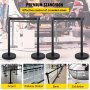 VEVOR Crowd Control Stanchion, Set of 4 Pieces Stanchion Set, Stanchion Set with 6.6 ft/2 m Black Retractable Belt, Black Crowd Control Barrier with Concrete and Metal Base – Easy Connect Assembly