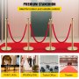 VEVOR Set of 2 Gold Round Top Queue Control Barrier Posts Stands Security Stanchion Rope Divider Stainless Steel with 1.5M Red 3 Velvet Rope 4 Pack