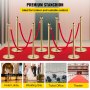 VEVOR Crowd Control Stanchion, Set of 8 Pieces Stanchion Set, Stanchion Set with 5 ft/1.5 m Red Velvet Rope, Gold Crowd Control Barrier with Sturdy Concrete and Metal Base – Easy Connect Assembly