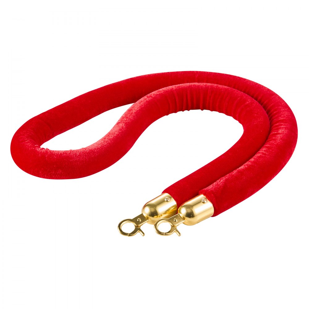 VEVOR 4 Pcs Red Velvet Stanchion Ropes, 1.5 m Crowd Control Stanchion Red Velvet Ropes with Gold Hooks, Post Queue Barrier Carpet Rope for Carpet Events Movie Theaters Grand Openings Hotels Party