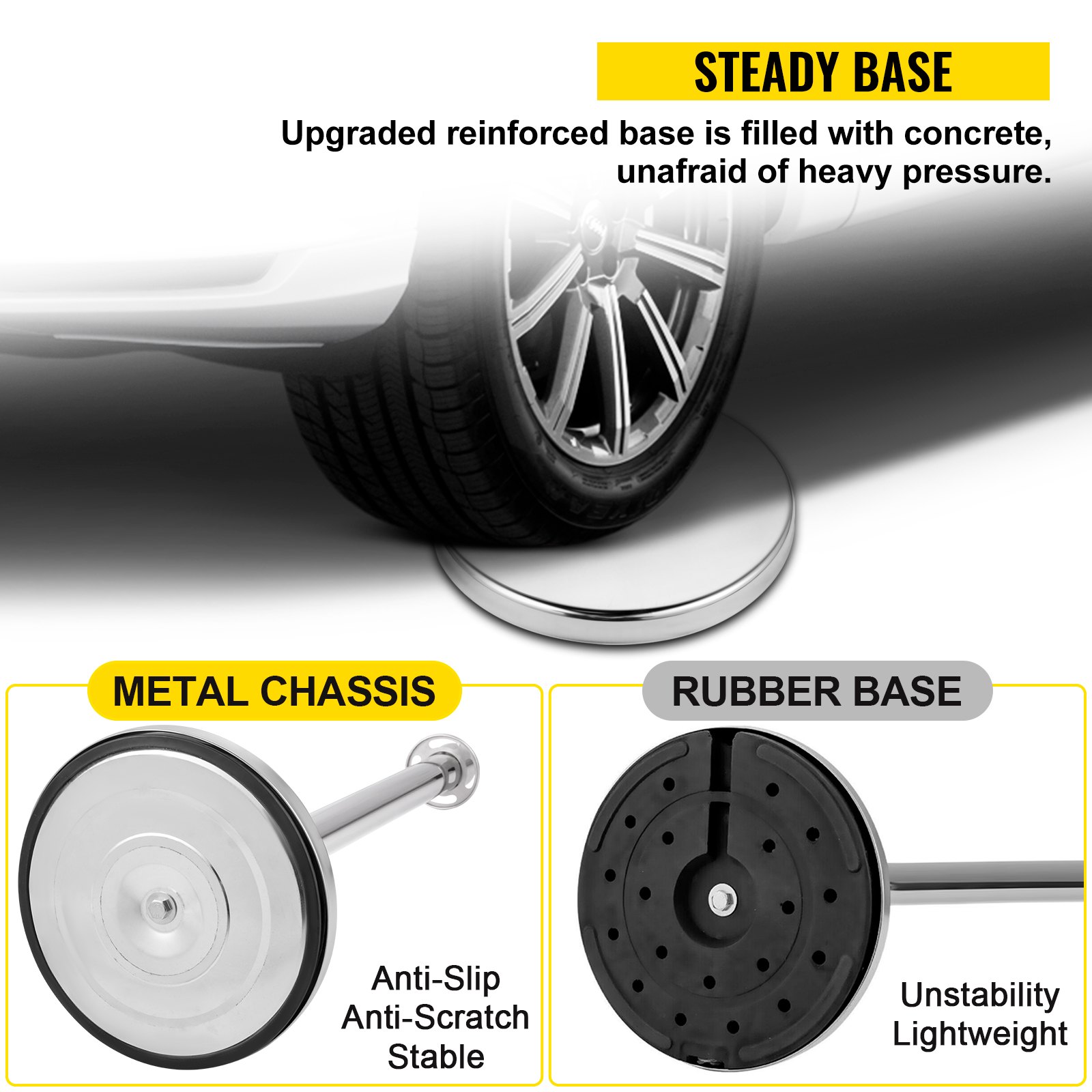 VEVOR Crowd Control Stanchion, Set of 2 Pieces Stanchion Set, Stanchion Set with 5 ft/1.5 m Black Velvet Rope, Silver Crowd Control Barrier with Sturdy Concrete and Metal Base - Easy Connect Assembly