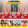 VEVOR Crowd Control Stanchion, Set of 8 Pieces Stanchion Set, Stanchion Set with 5 ft/1.5 m Red Velvet Rope, Silver Crowd Control Barrier with Sturdy Concrete and Metal Base – Easy Connect Assembly