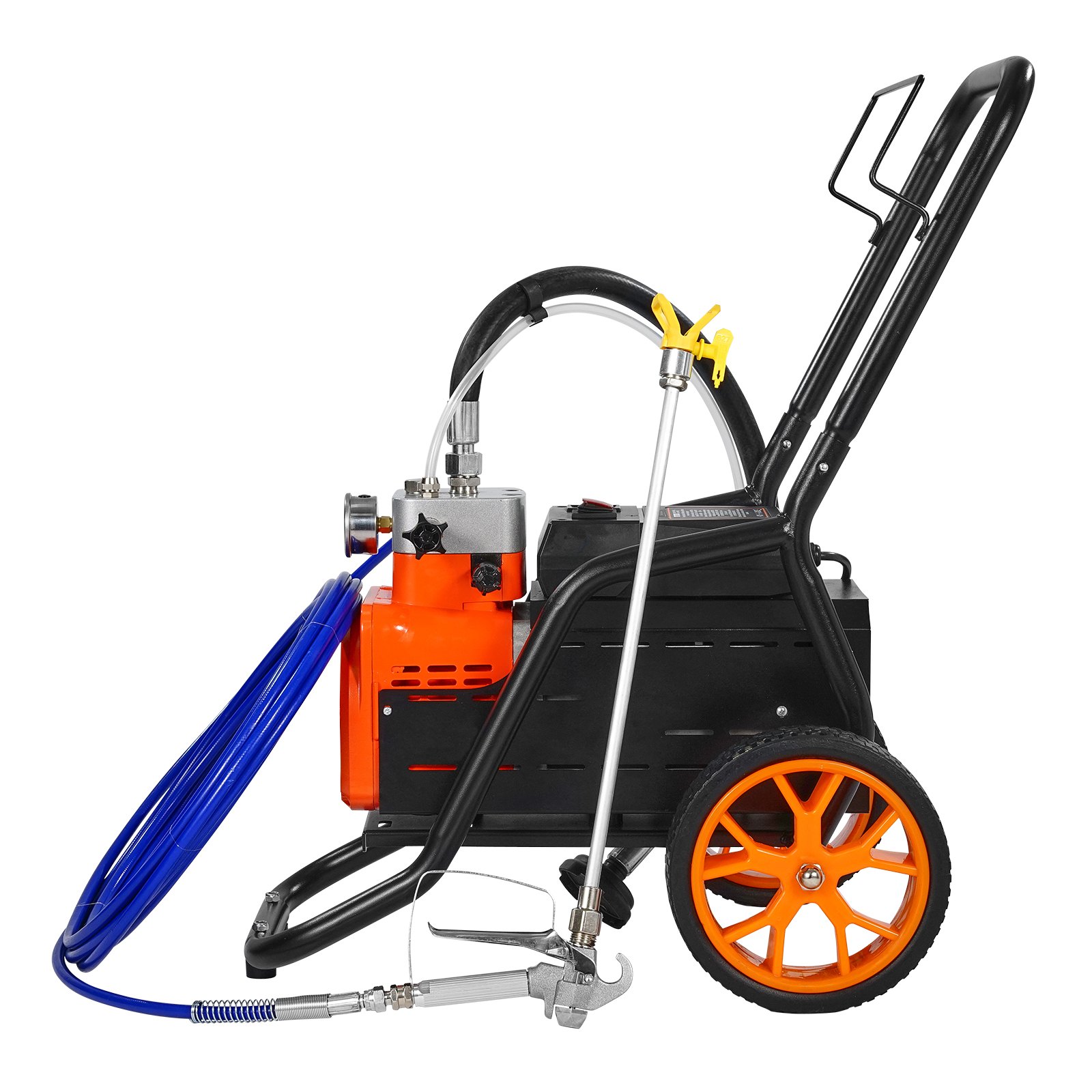 VEVOR Airless verfspuit met membraan, 1700W efficiënte airless verfspuit met kar, 3000 psi airless verfspuit, met verlengstok, 3,5 l/min hogedruk airless verfspuitsysteem