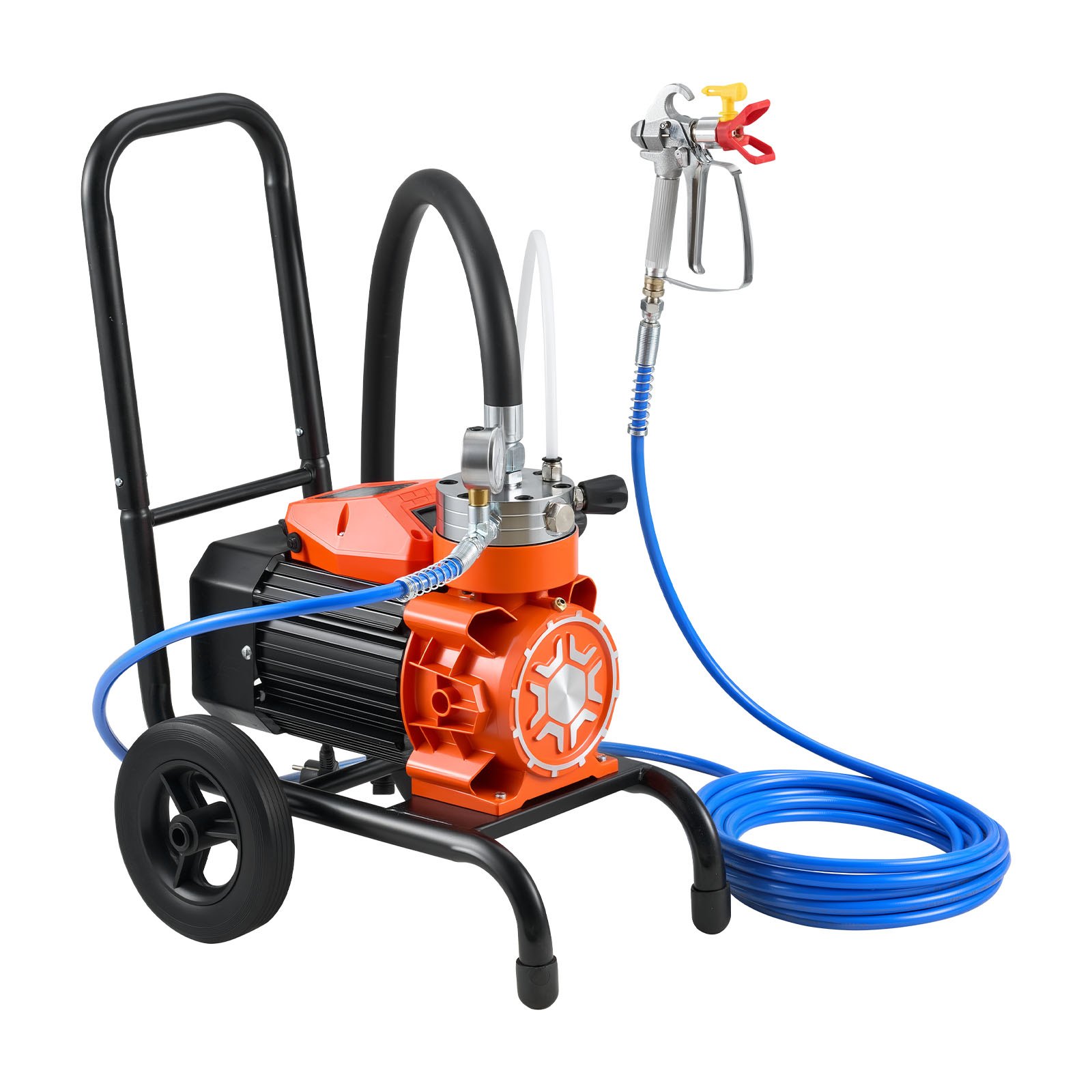 VEVOR Membraan Airless Verfspuit 900 W, Verrijdbare Verfspuit met 15,17 MPa Hogedruk, 10 m Hogedrukslang, Reinigingsnaald en Borstel, voor Doe-het-zelf Spuitwerk Binnen en Buiten
