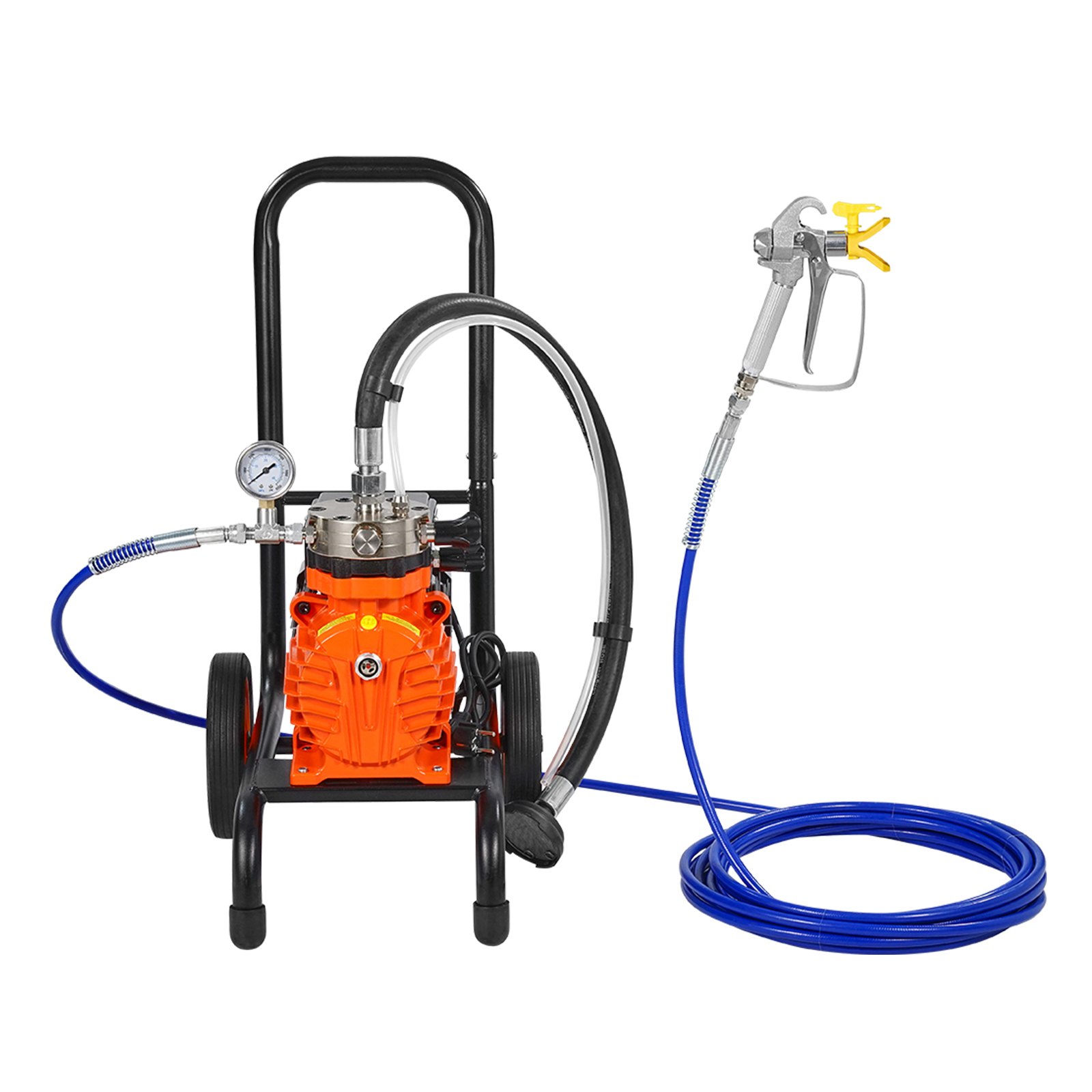 VEVOR Airless verfspuit met membraan, 900W efficiënte airless verfspuit met kar, 1800 psi airless verfspuit, met verlengstok, 1,8 l/min hogedruk airless verfspuitsysteem