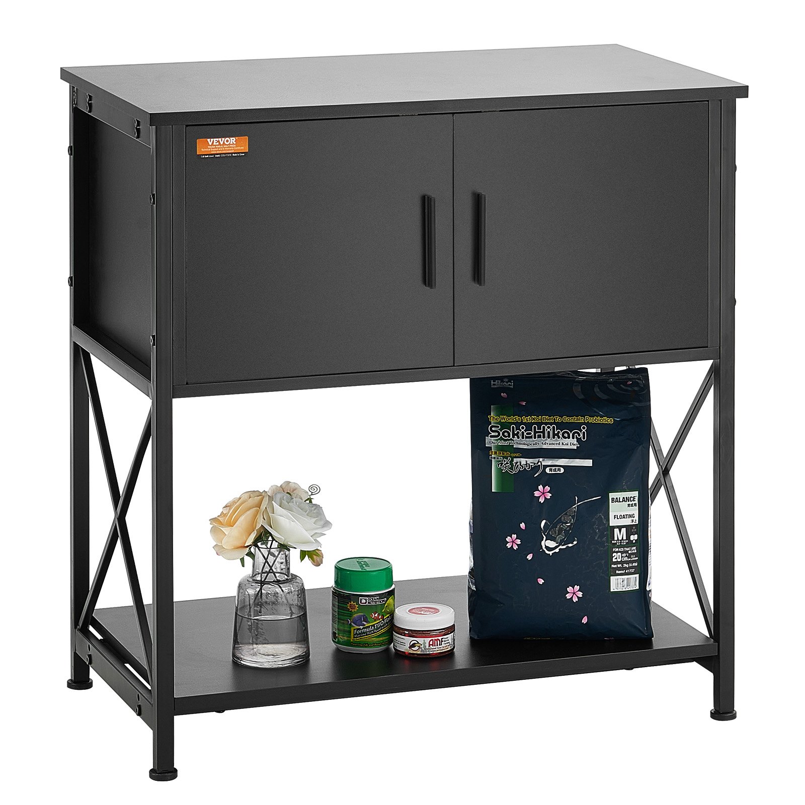 VEVOR Aquariumstandaard, 29 Gallon Aquariumstandaard, 730 x 420 x 762 mm Schildpaddentankstandaard van staal en MDF, draagvermogen 110 kg, Reptielentankstandaard met opbergkast en ingebouwde voeding