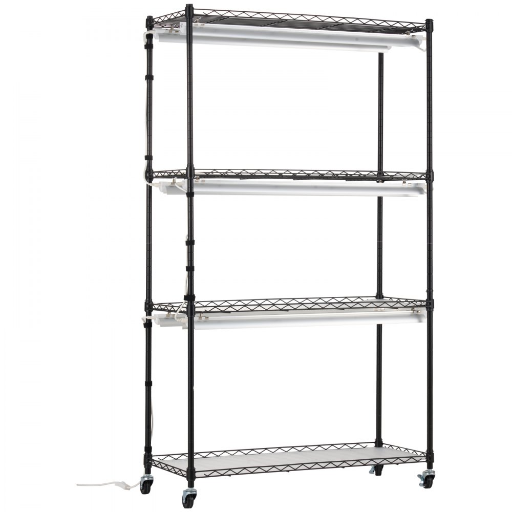 VEVOR Indoor Greenhouse with Grow Light, 4 Tiers, 180W LED Grow Light Shelf with Cover & Timer, 3 Spectrum Light Portable Greenhouse Cabinet Plant Stand for Seed Starting 35.4" x 13.8" x 59.1"