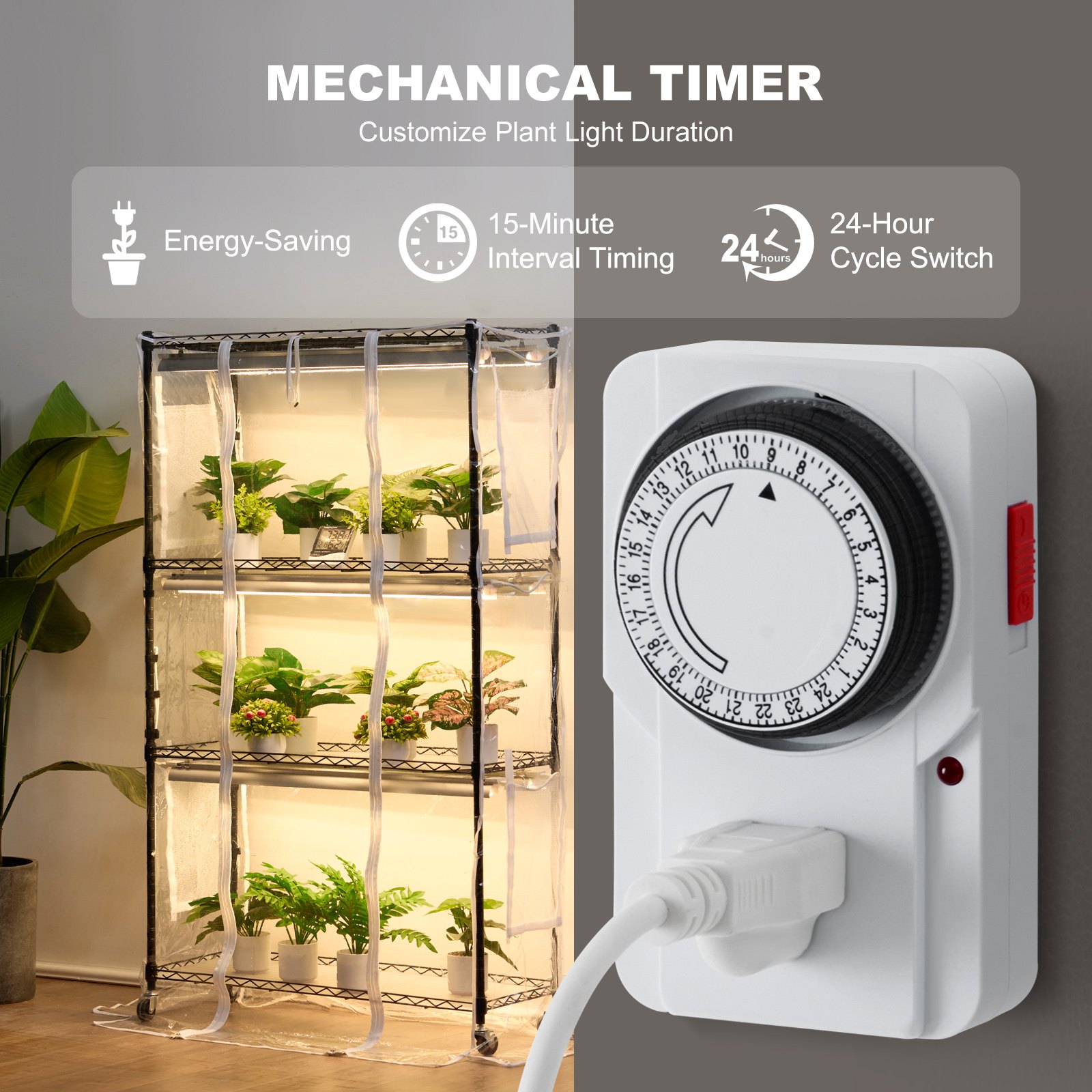 VEVOR plantenstandaard met kweeklamp, 4-laags 180W LED kweeklamprek met afdekking en timer, 3-spectrumlamp, draagbare kaskast, plantenrek voor zaadkieming, 90x35x150cm