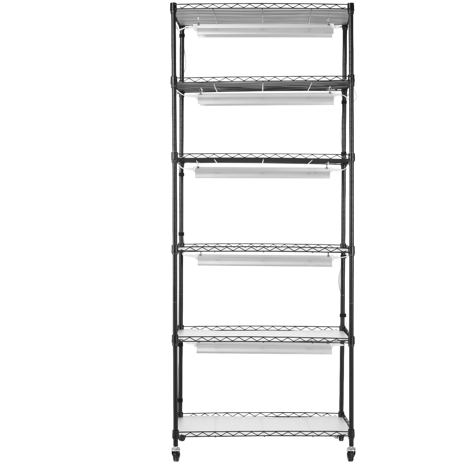 VEVOR plantenstandaard met kweeklamp, 6-laags 150W plantenrek voor binnen, 3 lichtspectrumstanden, stalen plantenrek met timer, kweekrek voor tuinplanten, 75x35x180cm