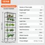 VEVOR plantenstandaard met kweeklamp, 6-laags 192W DIY metalen plantenrek met kweeklamp, plank met verstelbaar frame en wielen voor zaadkieming, 75 x 35 x 180 cm