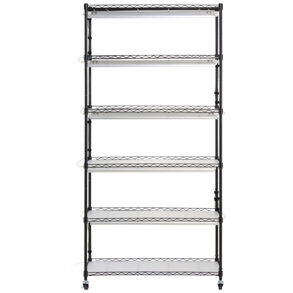 VEVOR plantenstandaard met kweeklamp, 6-laags 150W kweeklamprek met 3 lichtspectrumstanden, stalen plantenrek met timer, kweekrek voor tuinplanten, 90 x 35 x 180 cm