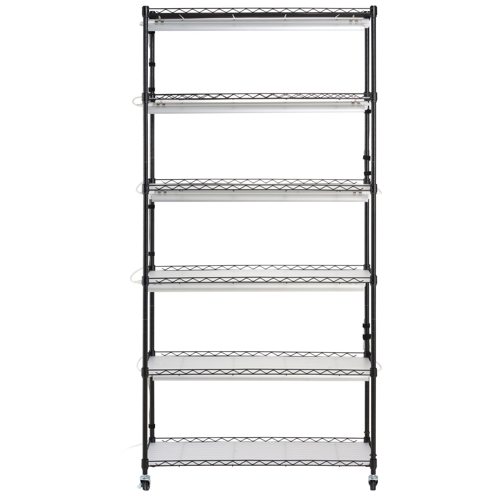 VEVOR plantenstandaard met kweeklamp, 6-laags 150W kweeklamprek met 3 lichtspectrumstanden, stalen plantenrek met timer, kweekrek voor tuinplanten, 90 x 35 x 180 cm