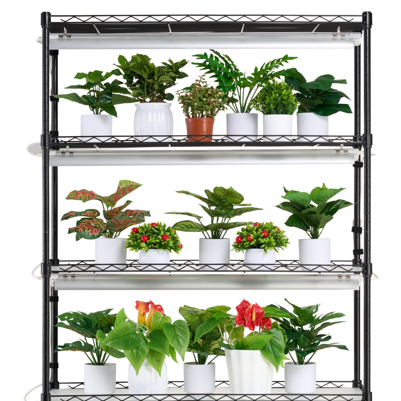 VEVOR plantenstandaard met kweeklamp, 6-laags 150W kweeklamprek met 3 lichtspectrumstanden, stalen plantenrek met timer, kweekrek voor tuinplanten, 90 x 35 x 180 cm