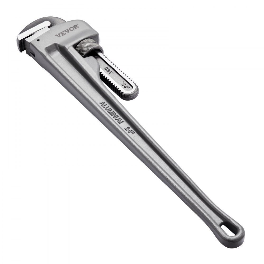 VEVOR pipe wrench, 24-inch aluminum handle, heavy-duty construction with adjustable jaw.