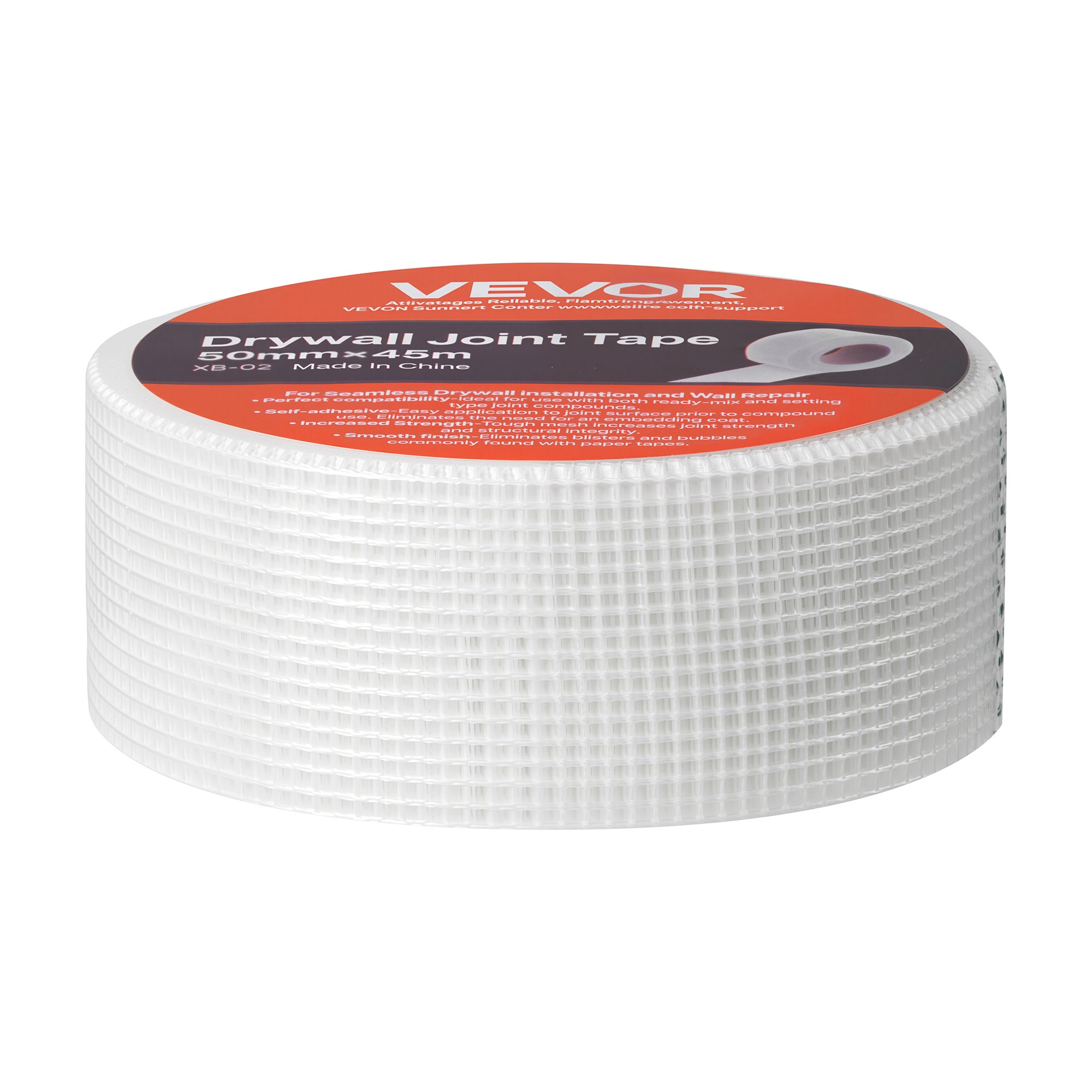 VEVOR Voegband, 50 mm B x 45 m L, 36 rollen, zelfklevende glasvezel gipsplaat reparatietape, textieltape voor reparatie- en vulwerkzaamheden, voor een glad, vlak wandoppervlak