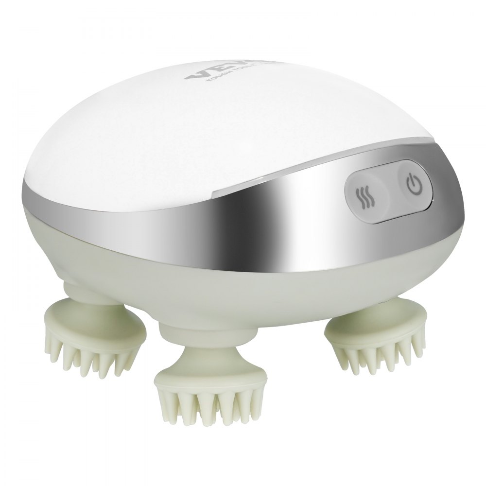 VEVOR Electric Scalp Massager with Heat, Rechargeable Heated Head Massager, IPX7 Waterproof | Portable Kneading Scalp Scratcher with 8 Removable Massage Head for Hair Growth, Deep Clean, Stress Relax