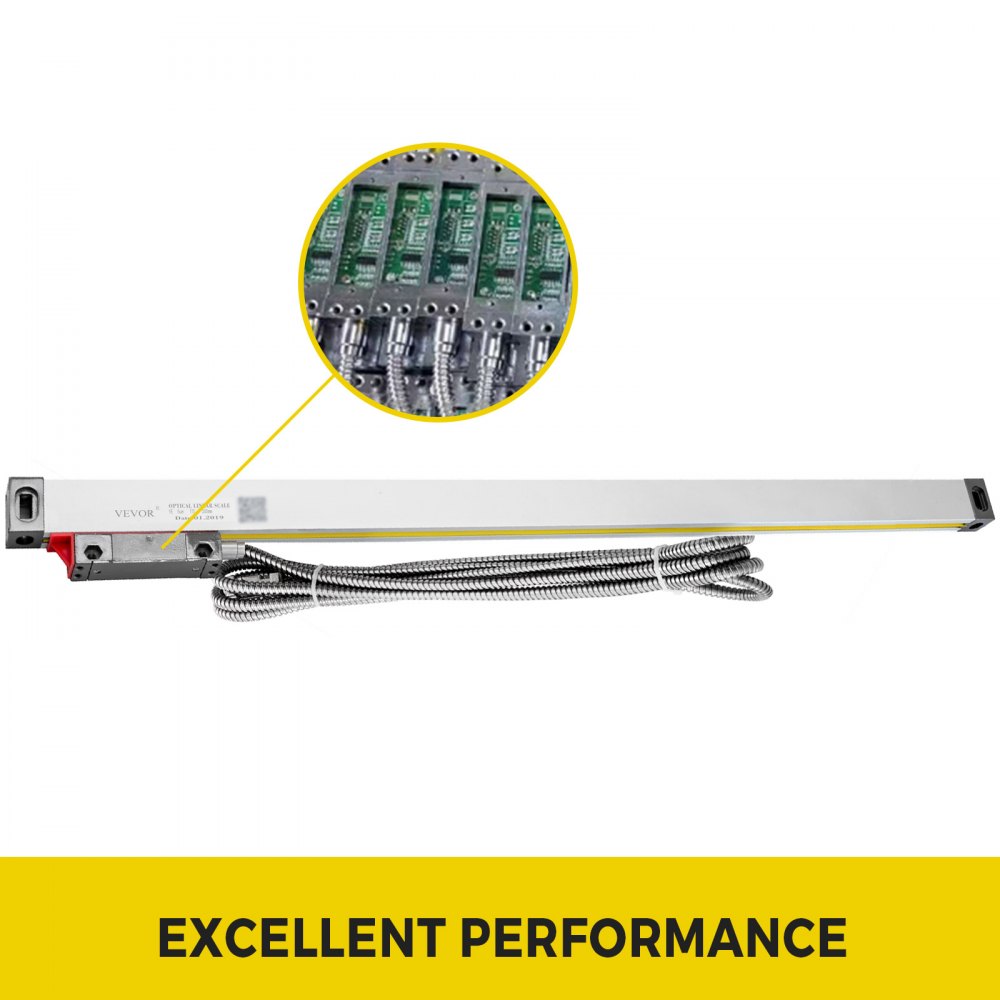 VEVOR Lathe Linear Scale 500 mm Linear Glass Scale with High Accuracy 0.0002" Optical Length, Precision Linear Scale, Aluminum Body for Drilling, Grinding, Mill Milling Lathe machine with Accessories