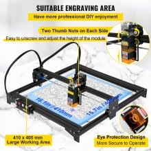 VEVOR Laser Engraving Machine Working Area 410 x 400 mm Engraving Device, 0.02 mm Laser Engraver, 450 nm Engraving Milling, Laser Engraving 5.5 W Cutting Machine, 6000 mm / min Suitable for Wood, Metal, Acrylic