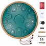VEVOR Steel Tongue Drum, 14 in & 15 Notes, Rain Drum for Outside Garden, D Major Key, Tank Drum with 2 Mallets & Carry Bag, Hand Pan Drum Percussion Instrument for Musical Education Yoga, Green