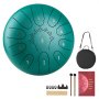 VEVOR Steel Drum, Ø254 mm, 11 tonen, Rain Drum, C majeur, met muziekboek en stokken, percussie-instrument voor meditatie, yoga en muziekonderwijs voor beginners, Steel Tongue Drum Groen
