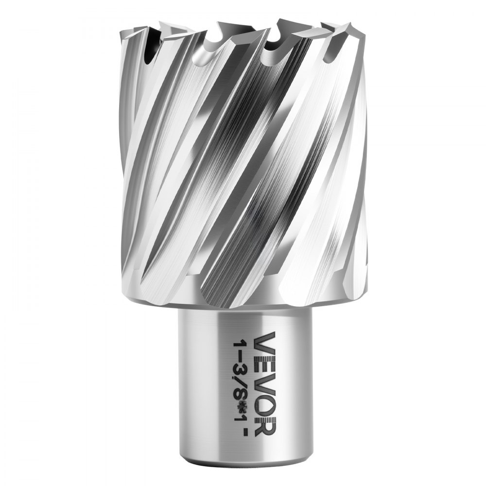 VEVOR Annular Cutter Set, 16 pcs Weldon Shank Mag Drill Bits Kit, 1" Cutting Depth, 7/16" to 1-3/8" Cutting Diameter, HSS, 14 Drill Bits with 2 Pilot Pins, Plastic Case, for Magnetic Drills, Steel